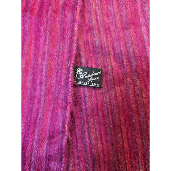 Winterbourne Alpaca Blend Silk Scarf Berry Purple Fringe Cozy Vtg Boho 12x76 - Picture 2 of 7
